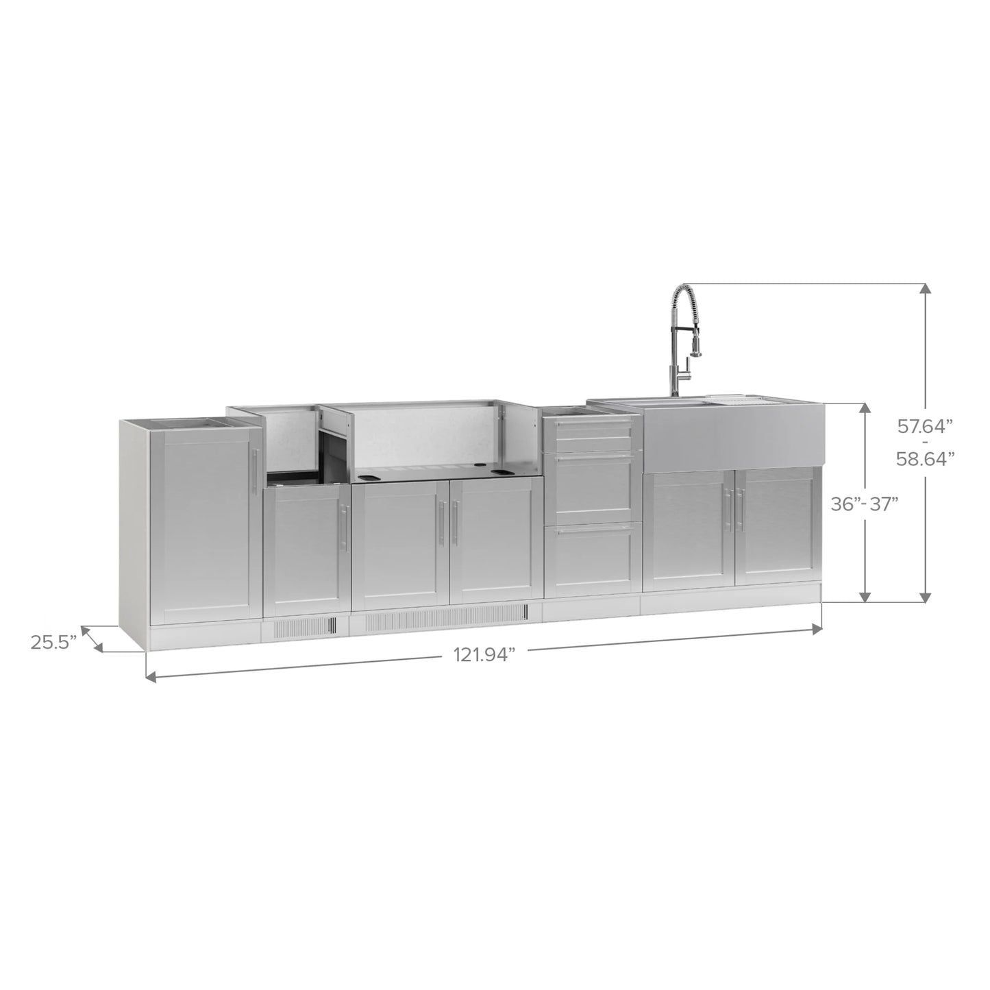 Signature Series 7PC Custom Outdoor Kitchen · 304 Stainless Steel · Shaker Door