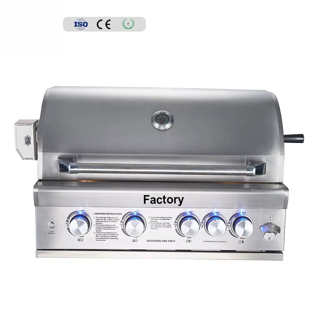 Deluxe Built-In Stainless Steel Gas Grill Tabletop Customizer Outdoor Kitchen Commercial and Home Grill Grill