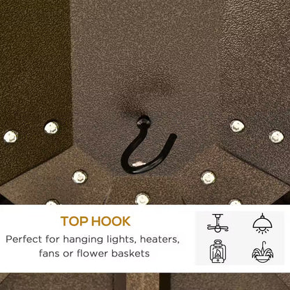 12 Ft. X 10 Ft. Steel Hardtop Canopy Gazebo with Fully Enclosed Zippered Curtains and Roomy Comfortable Interior, Brown