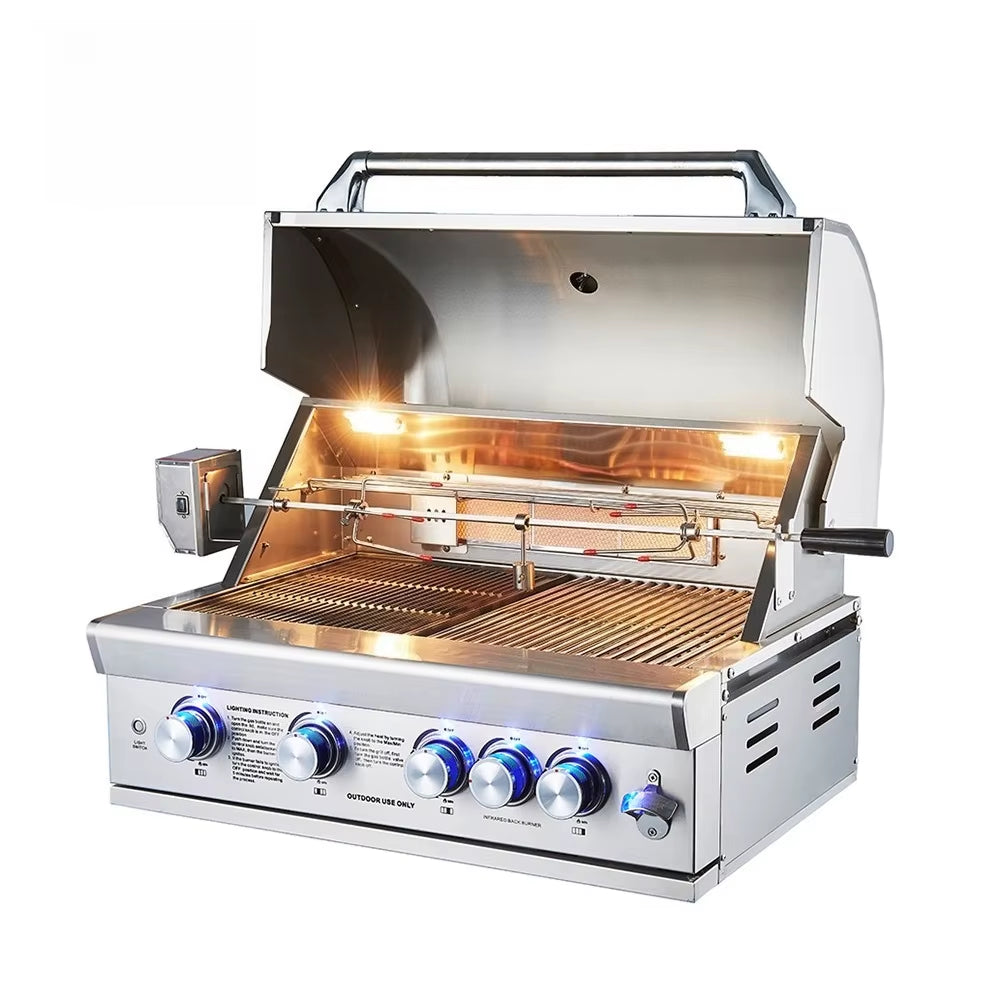 Deluxe Built-In Stainless Steel Gas Grill Tabletop Customizer Outdoor Kitchen Commercial and Home Grill Grill