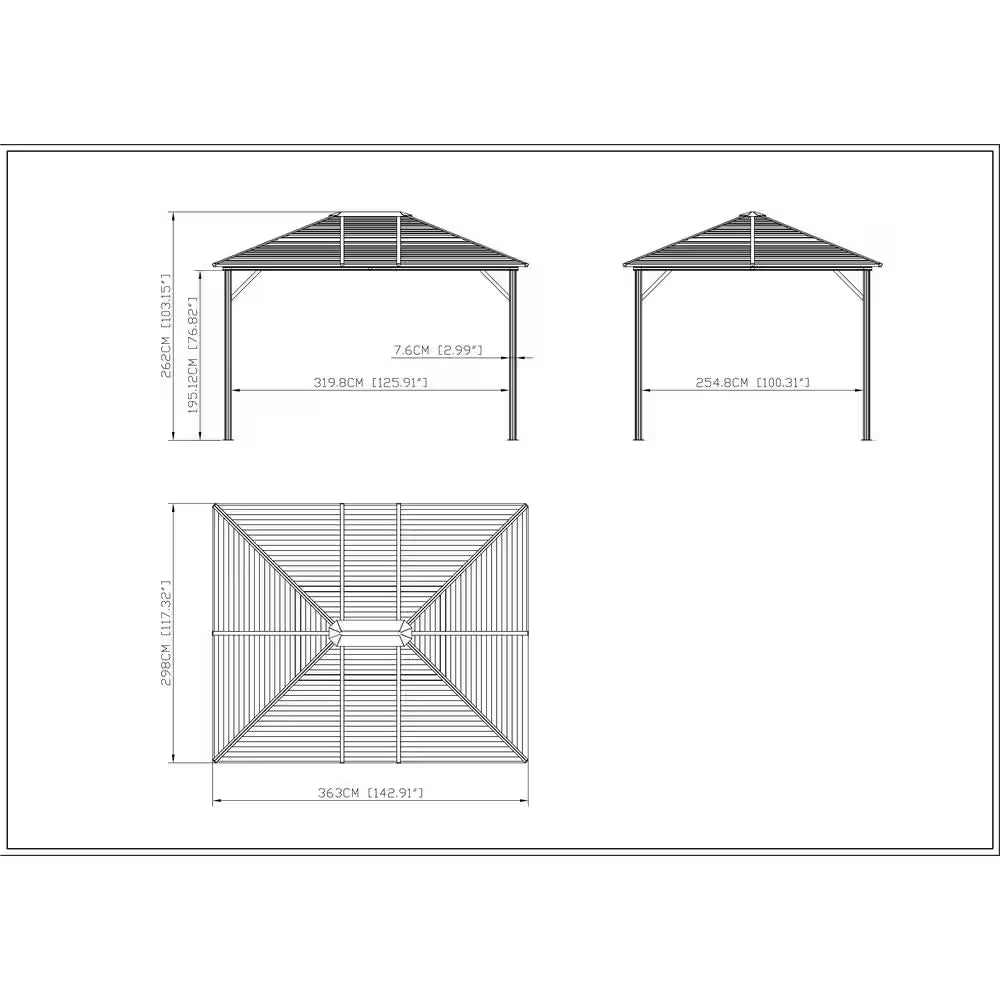 12 Ft. X 10 Ft. Steel Hardtop Canopy Gazebo with Fully Enclosed Zippered Curtains and Roomy Comfortable Interior, Brown