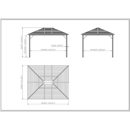 12 Ft. X 10 Ft. Steel Hardtop Canopy Gazebo with Fully Enclosed Zippered Curtains and Roomy Comfortable Interior, Brown