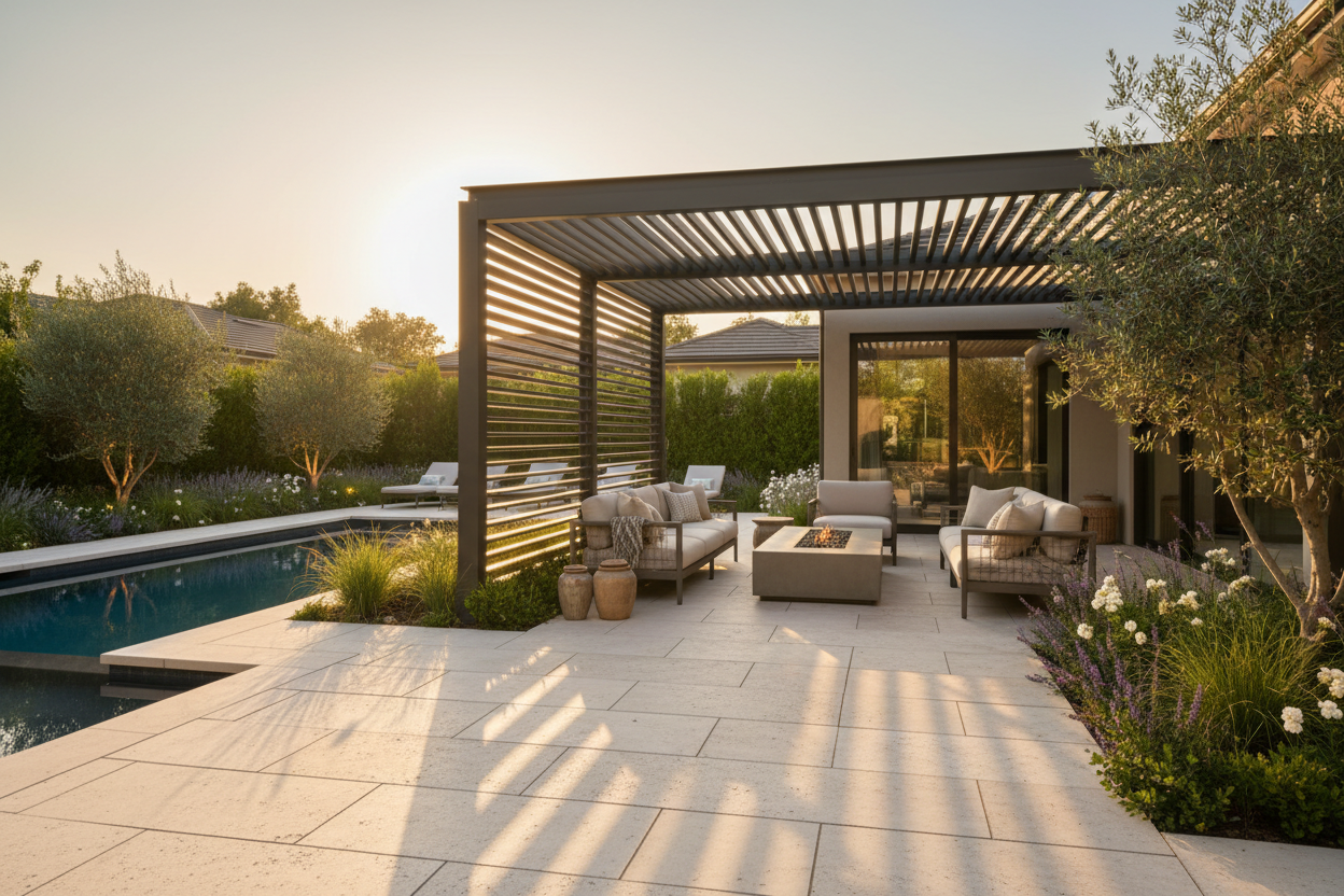 Golden Hour Pergola Scene